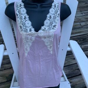 Vtg Intuitions Womens Sleeveless tank Top M Cotton Lace Fairy Coquette Y2K NWT